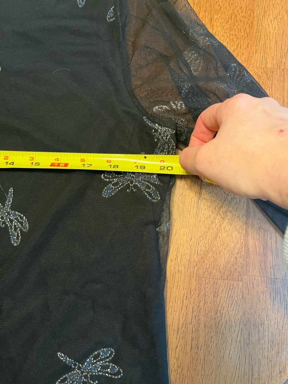 Victoria Jones Black Mesh Top with Silver Dragonfly Embellishments - Picture 11 of 12